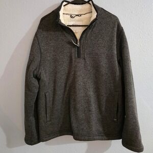 Orvis Gray Heathered Pullover Sherpa Fleece Lined Quarter Zip Menswear Size‎ M